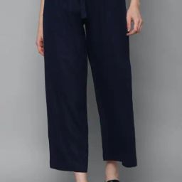 Allen Solly Navy Straight Fit Trousers-image-61