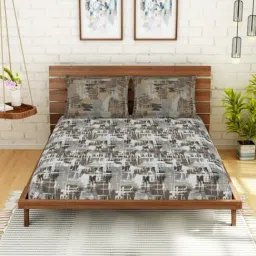 Spaces Brown 144 TC Cotton Queen Bed Sheet with 2 Pillow Covers-picture-12