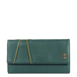 Baggit Green Solid Tri-Fold Wallet for Women-34