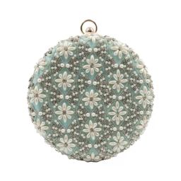 Sugarcrush Sea Blue Luxury Embroidered Small Clutch-image-42