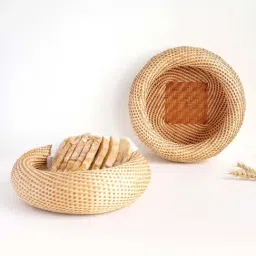 COPPRE Brown Bamboo Round Bread Basket-19