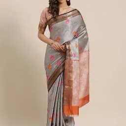 Blissta Silver Woven Saree With Unstitched Blouse-picture-37