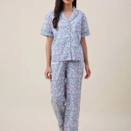 Fabindia Pink Cotton Printed Shirt Pyjama Set-image-68