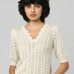Only Beige Self Design Pullover-42