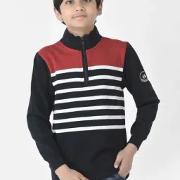 Crimsoune Club Kids Red & Black Striped Full Sleeves Sweatshirt-image-54