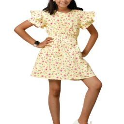 Under Fourteen Only Kids Yellow Floral Print Dress-image-53