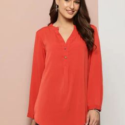 Qurvii Orange Plain Top-picture-48