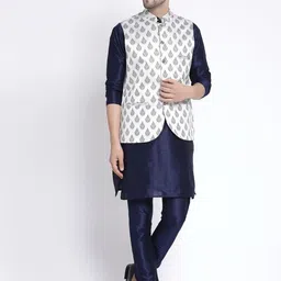 TS LIFESTYLE Men Floral Regular Dupion Silk Kurta with Churidar-image-48