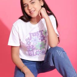 Lil Tomatoes Kids White Printed Crop Top-image-46