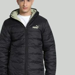 Puma Black Slim Fit Quilted Reversible Hoodie-image-35