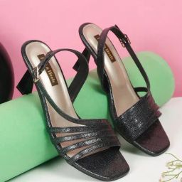 Flat N Heels Women's Black Back Strap Stilettos-image-47