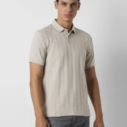 Van Heusen Grey Cotton Regular Fit Texture Polo T-Shirt-picture-12