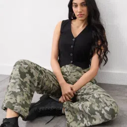 The Souled Store Olive Carpenter Pants Foxtrot Women Cargo Pants-picture-33