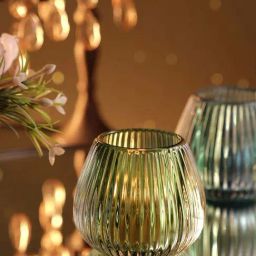 Pure Home and Living Green Glass Ribbed Tealight Holder-image-78