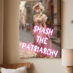 Art Street Multicolour Feminist Altered Stretch Canvas Painting-image-49