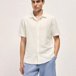 The Bear House White Regular fit Embroidered Shirt-image-79