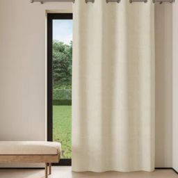 DDecor Poly fill Abstract Beige 7 ft Blackout Door Curtain-36