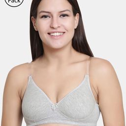 Floret Grey Melange Pack Of 2 Solid Non-Wired Lightly Padded T-shirt Bra-picture-29