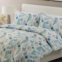 Boutique Living India Blue Cotton Floral King Bedsheet With 2 Pillow Covers-image-0