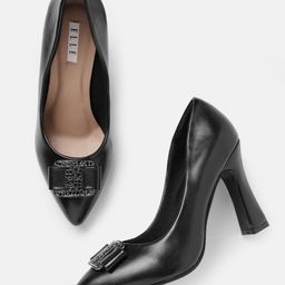ELLE Block Heel Pumps with Buckle Detail-14