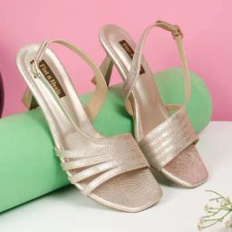 Flat N Heels Women's Golden Back Strap Stilettos-image-53