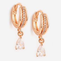 DressBerry Rose Gold-Plated Cubic Zirconia Circular Hoop Earrings-image-70
