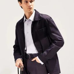 Rare Rabbit Navy Regular Fit Solid Jacket-image-29