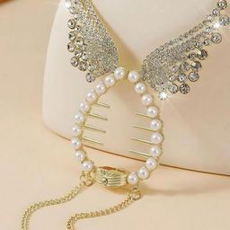alamodey Women Silver Casual Embellished Butterfly Bun Claw-picture-10