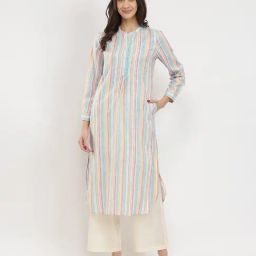 Pink Fort Multi Cotton Straight Fit Striped Kurta-image-44