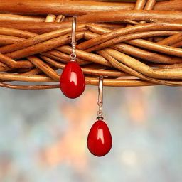 Zaveri Pearls Red Teardrop Contemporary Brass Rose Gold Plated Drop Earring-ZPFK16592-20