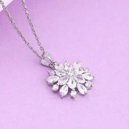 GIVA 92.5 Sterling Silver Heavenly Flower Pendant With Box Chain-image-44