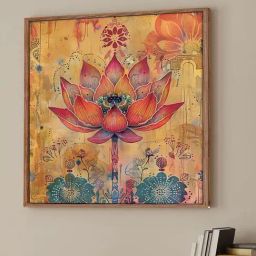 Art Street Multicolour Large Framed Lotus Floral Canvas Painting-picture-14
