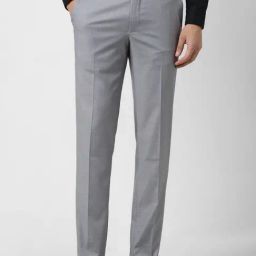 Van Heusen Grey Slim Fit Solid Trousers-picture-43