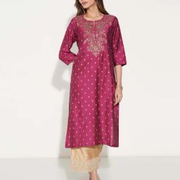 Rangmanch By Pantaloons Pink Regular Fit Embroidered Kurta-picture-33