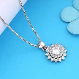 GIVA 92.5 Sterling Silver Celestial Floral Pendant With Box Chain-image-27