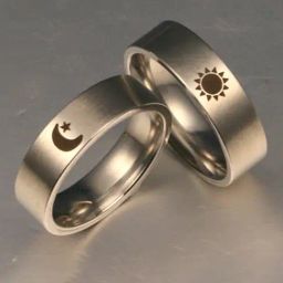 Peora Stainless Steel Sun and Moon Simple Couple Wedding Band Rings-image-39