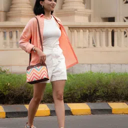 ZOUK Geometric Printed Structured Sling Bag image 1