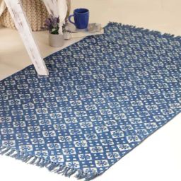 Peepul Tree Indigo Pure Cotton Block Printed Rug-26