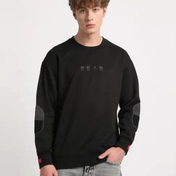 The Bear House Black Regular Fit Logo Printed Sweatshirt-image-67