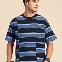 Mast & Harbour Striped Drop-Shoulder Sleeves T-shirt-image-11