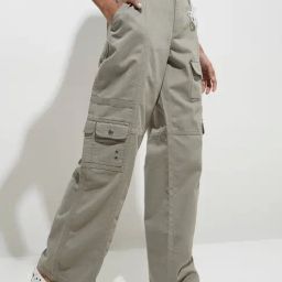 Nuon by Westside Sage Cargo-Style High-Rise Cotton Pants-picture-7