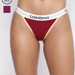 La Intimo Maroon & Purple Comfort Fit Panties - Pack Of 2-image-86