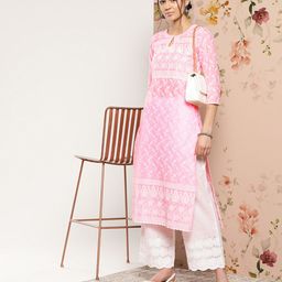 Libas Women Ethnic Motifs Embroidered Keyhole Neck Thread Work Kurta-image-25