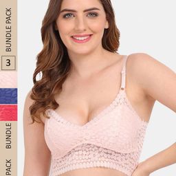 Amour Secret Pack Of 3 Floral Bralette Lace Bra-image-62