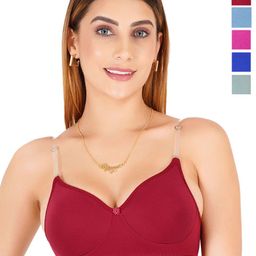Liigne Pack Of 5 Full Coverage Lightly Padded Bra With Transparent Bra-picture-48
