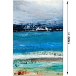 999store Blue & Grey Ocean Abstract Wall Canvas Painting image 4