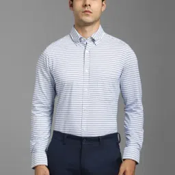 Louis Philippe White Slim Fit Striped Shirt-picture-8