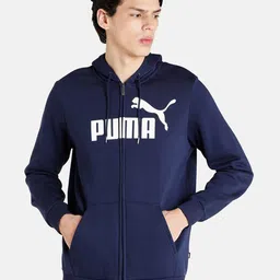 Puma Men Blue Essential Big Logo Full-Zip Regular Fit Hooded Sweatshirt-picture-12