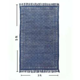 Peepul Tree Indigo Pure Cotton Block Printed Rug image 4