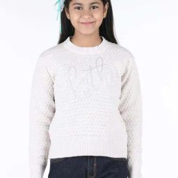 Wingsfield Girls White Self Full Sleeves Sweaters & Cardigans-image-33